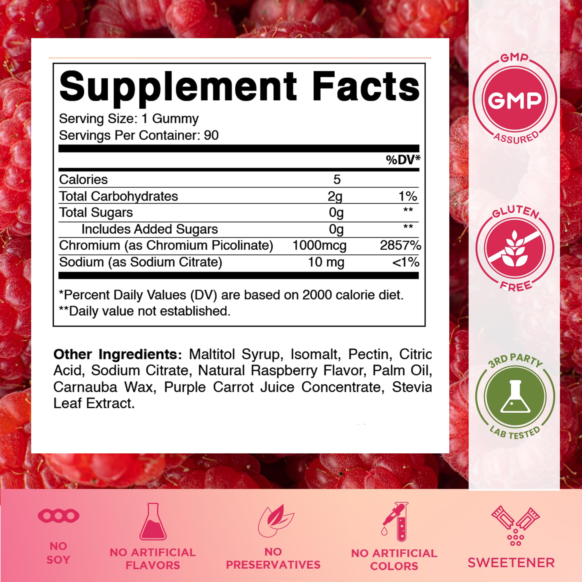 Vitamatic Chromium Picolinate 1000 mcg, 90 Gummies, Gluten Free — Amazon image 2