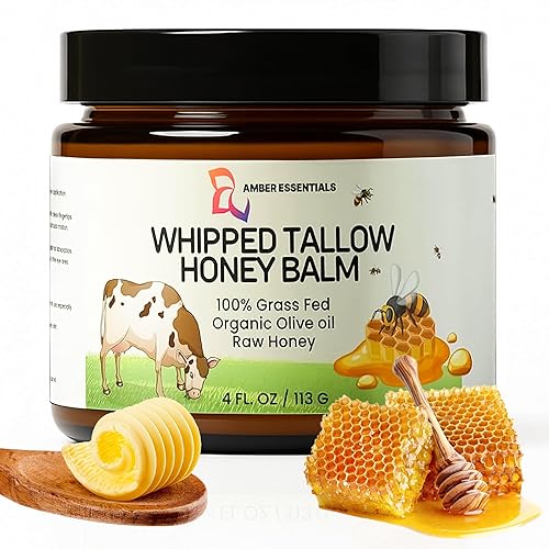 Bálsamo orgánico de ternera  Alimentado con pasto, hidratante totalmente natural con miel cruda y aceite de oliva  Crema facial + corporal para piel