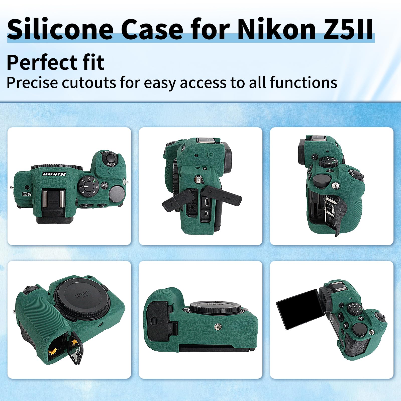 VOVMOEYA Custodia per fotocamera Nikon Z5II con 2 pellicole proteggi schermo, in silicone, morbida, leggera, su misura