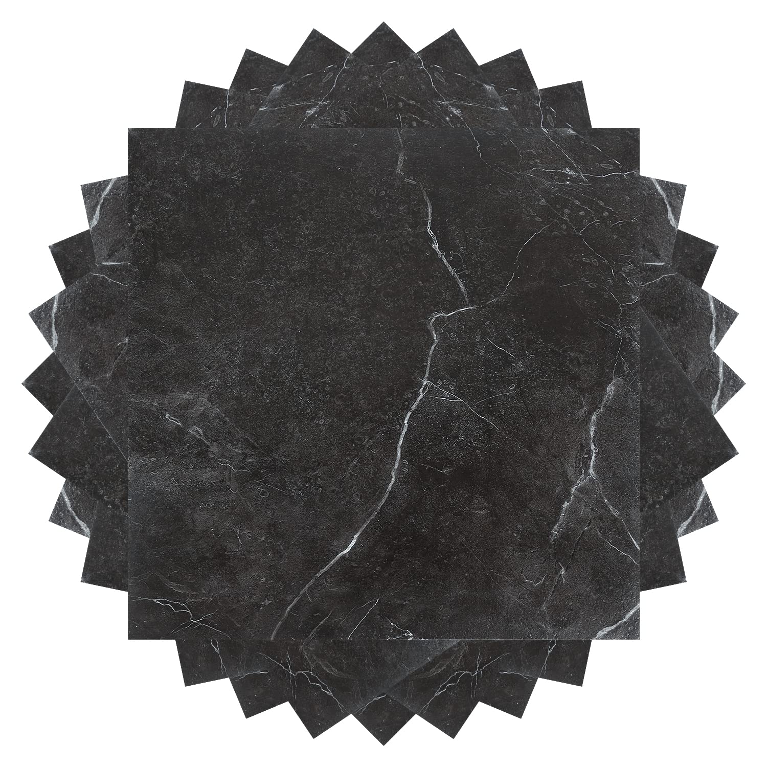 Gimisgu Set da 11 pavimenti in PVC, 30 x 30 cm, autoadesivi, impermeabili, resistenti all'usura, effetto marmo, laminato, per soggiorno, bagno, cucina, corridoio (marmo nero)
