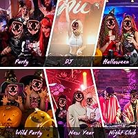 Vista 6 de OLIGHYT Máscara de Halloween, máscara iluminada, máscara de neón brillante, máscara de neón aterradora, máscara de disfraz con 3 modos de iluminación