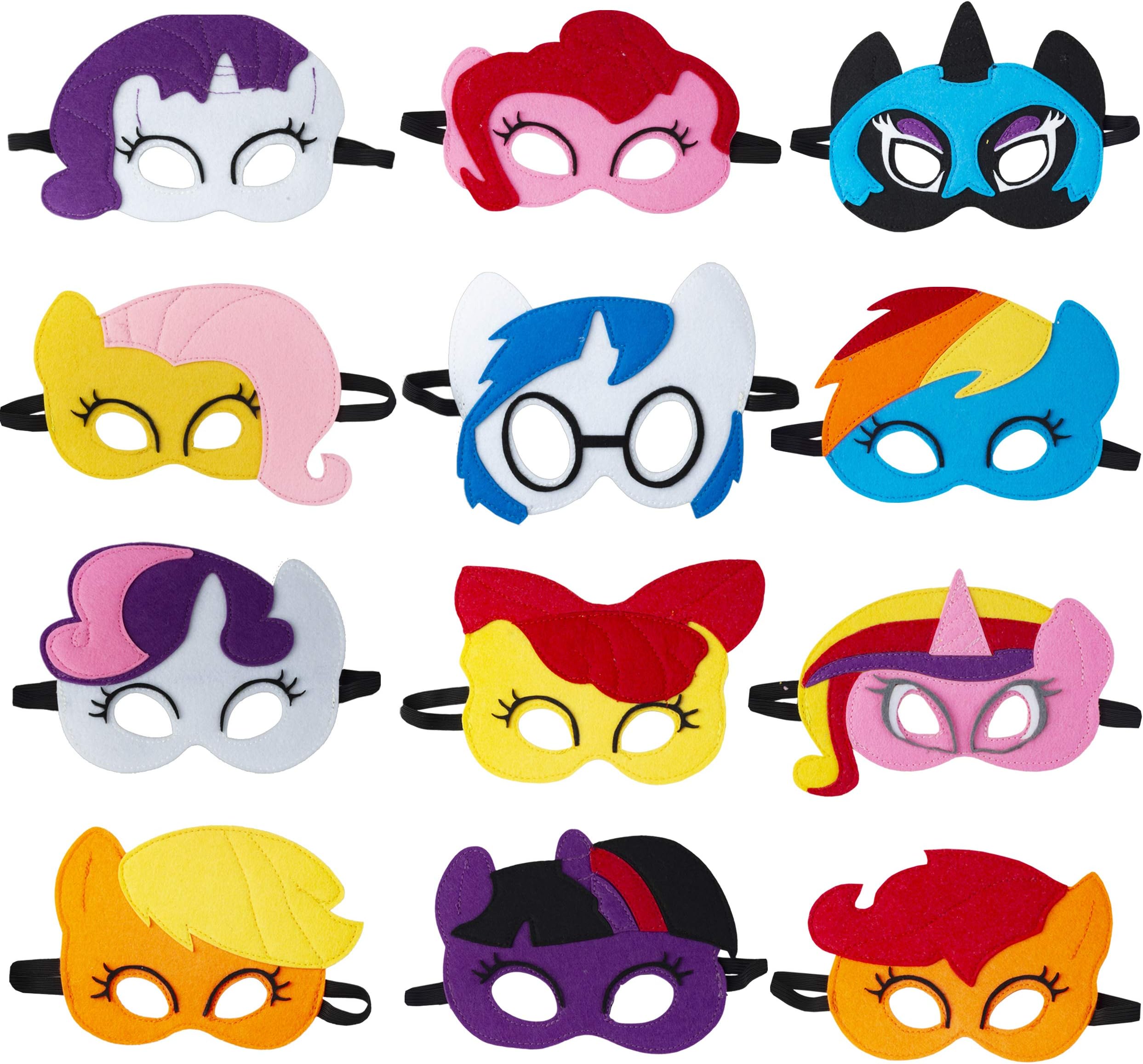 TEEHOMEPony Masks for Little Girls Birthday Party Favors (12 Packs) - Princess Party Supplies with 12 Different Types Pony Masks | Unicorn Masks - Great Idea for Pony Birthday Decorations