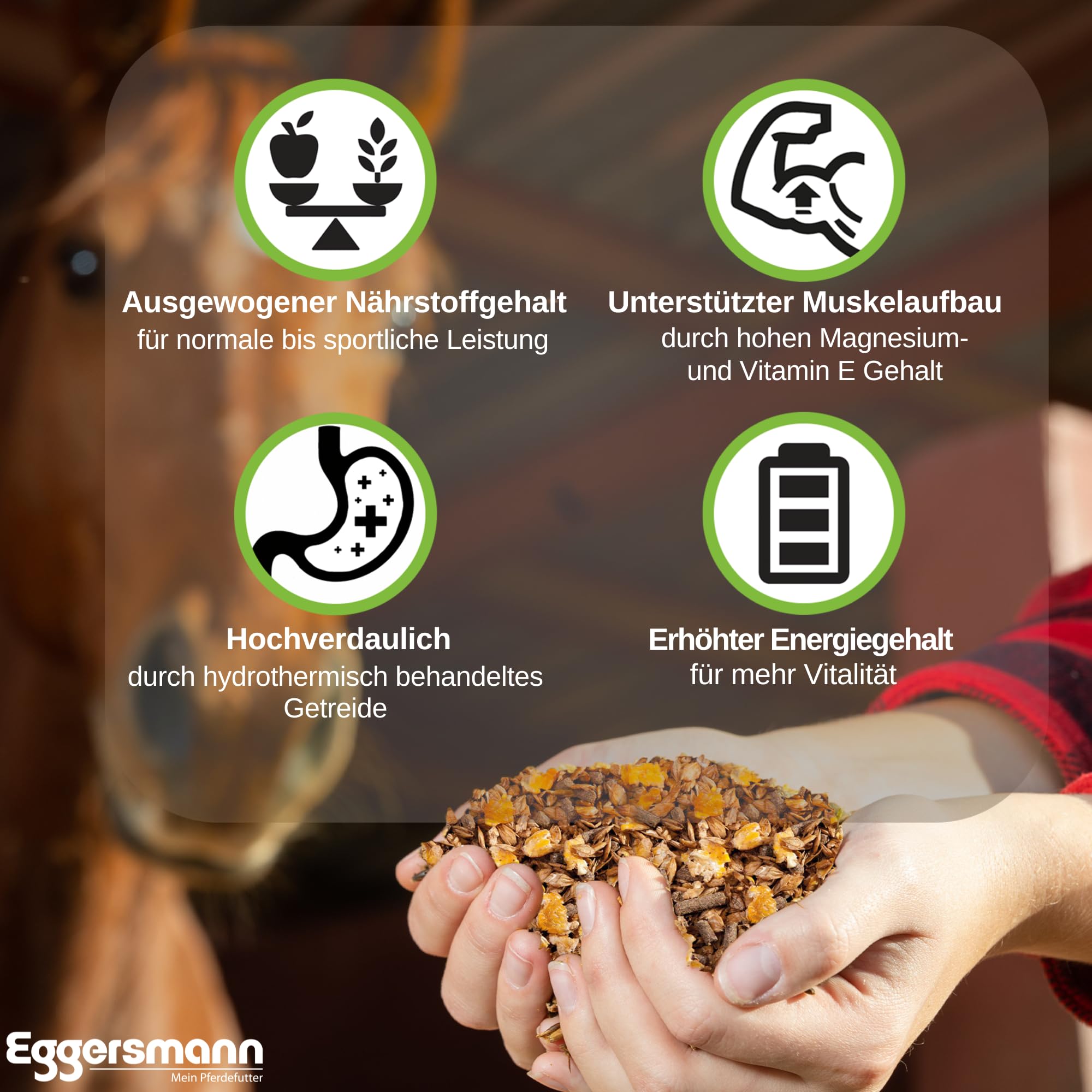 Eggersmann EMH Classic muesli 20 kg - muesli per Cavalli Senza Avena per Cavalli Sportivi per la Protezione dell'apparato Muscolare, mangime Naturale per Cavalli