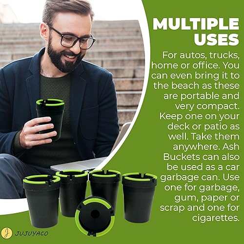 Miniatura 5 de Paquete de 5 cubos que brillan en la oscuridad, cenicero para cigarrillos, autoextinguible, soporte para cenizas de automóvil, portátil, camión,