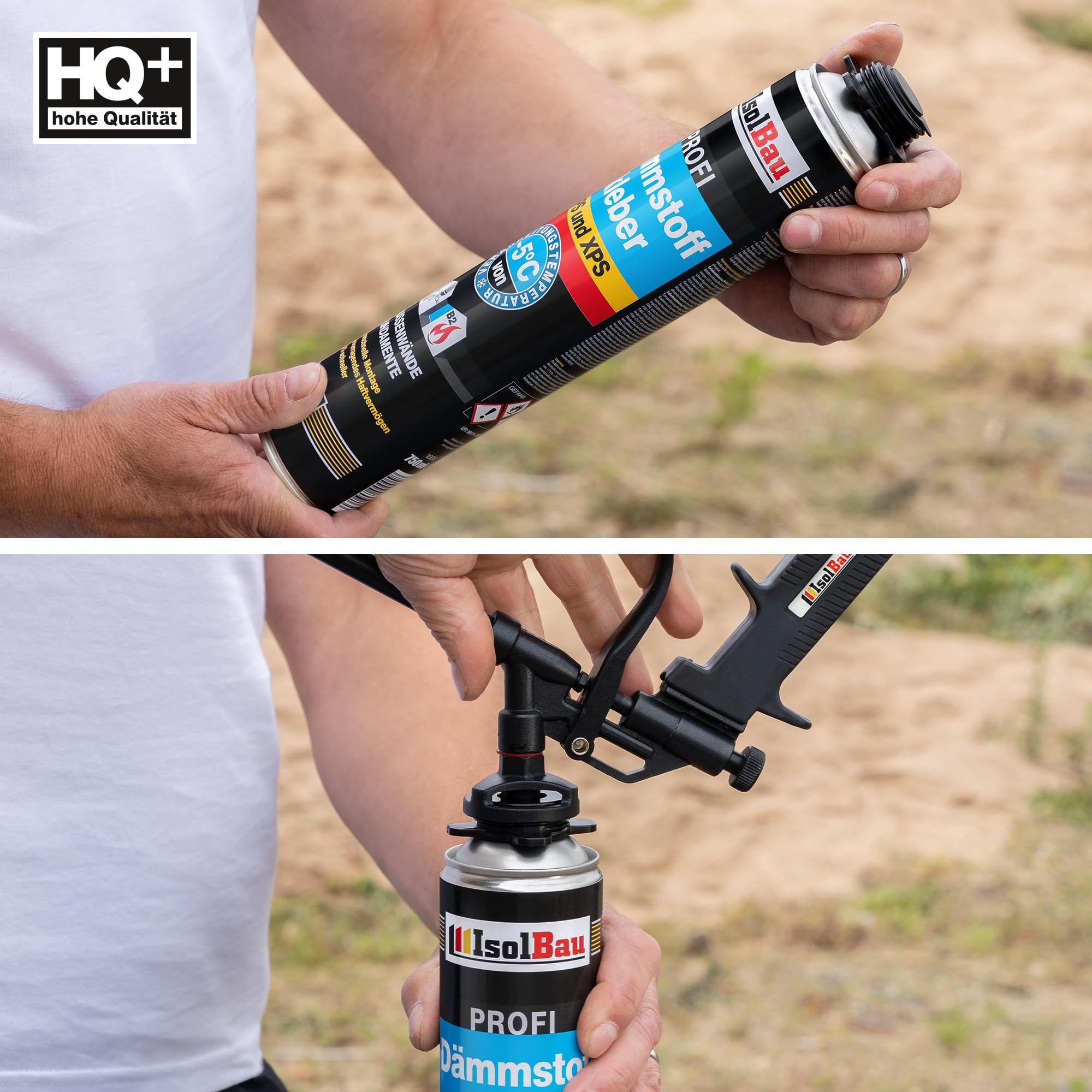 Isolbau B2 Dämmstoffkleber - 12 x 750 ml Perimeterkleber für EPS- & XPS-Platten - 1K PU-Klebeschaum für Fixieren und Isolieren