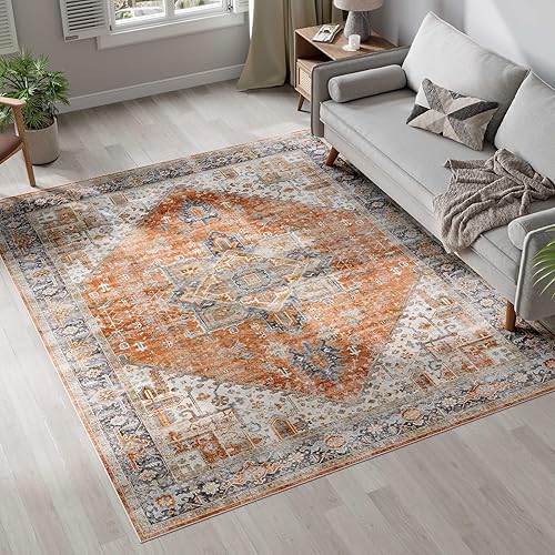 Dripex Alfombras de área de 8 x 10, antideslizantes, desgastadas, lavables a máquina, alfombras bohemias de gran tamaño para dormitorio, estética de