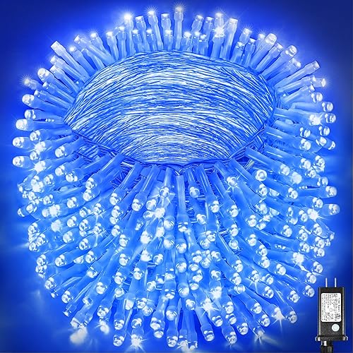 Miniatura 28 de Guirnalda de luces navideñas con 300 LEDs, 99 pies, para interiores y exteriores, cable transparente, impermeable, 8 modos, conectables, decoración