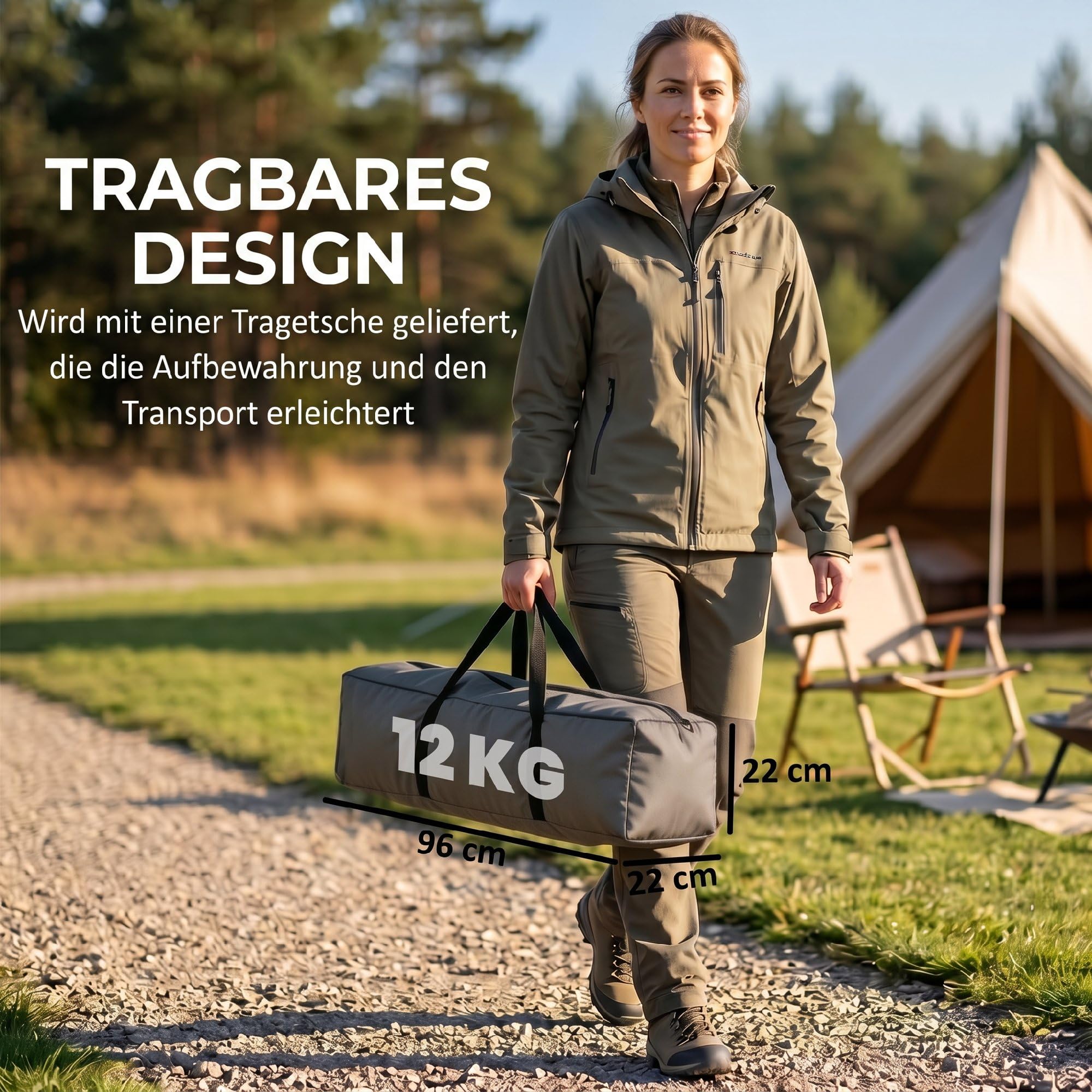 Outsunny Campingbett mit Zelt für 1 Person | Mit Luftmatratze, inkl. Tragetasche