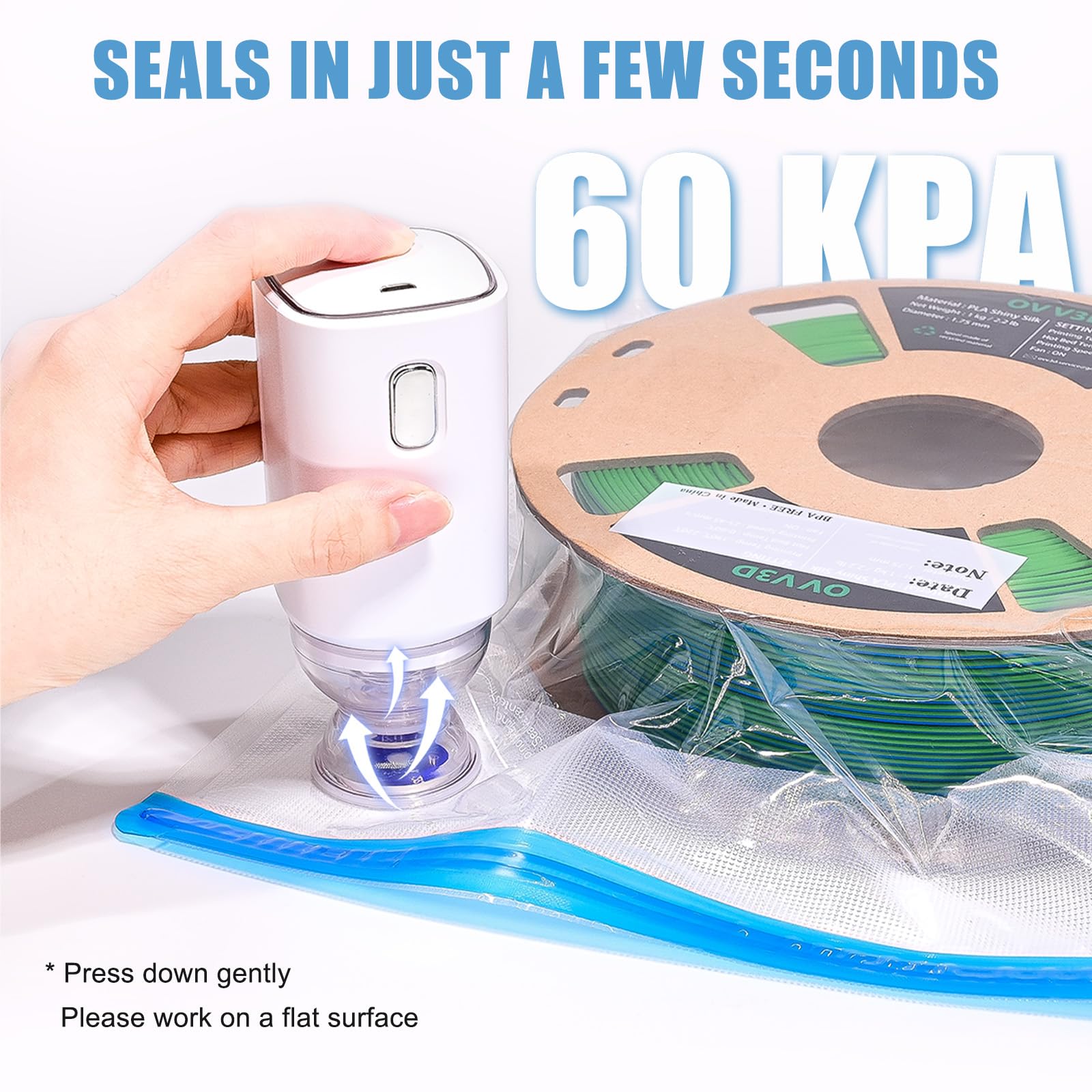 OVV3D Filament Aufbewahrung Kit mit Auto Pumpe, 32x34cm 30 Vakuumbeutel, 30 Trockenmittel
