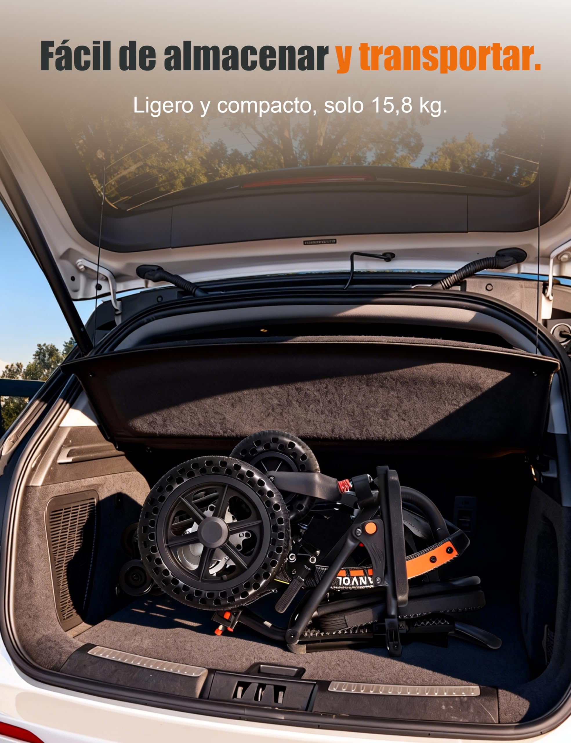 15,8kg Silla de Ruedas Eléctrica Plegable Ligera, 500W Motor, Carga Máxima 150kg, Portátil Adecuada para Personas Mayores en Casa o Cuando Viajan