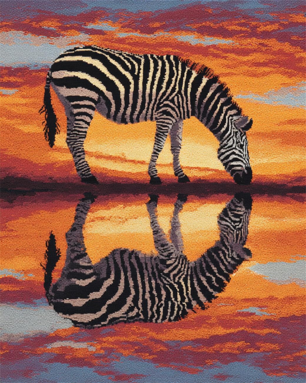 AMBATTERY Animal Rug Making Kit for Adultscartoon Zebra Cross Stitch Set for Adults，DIY Handmade Latch Hook Rug Making Kit Crochet Carpet Set 33x45in