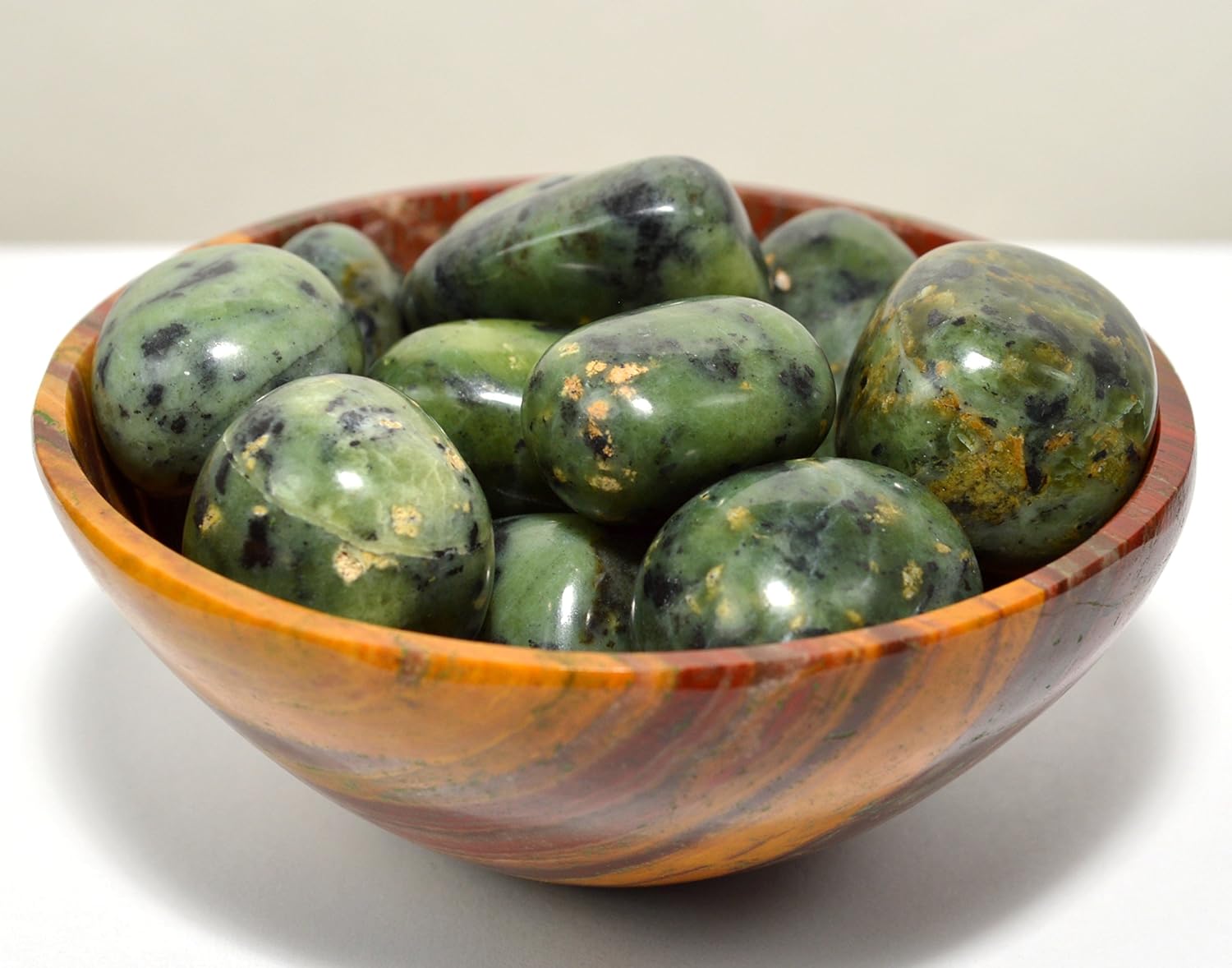 Green Nephrite "Inca Jade" Cabochon Rare Stone Rock Cab Polished Gemstone Mineral Stone Pebble from Peru - 5 PCS