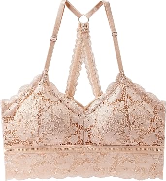 Womens Lace Bra No Underwire Lined Soft Racerback Bralettes