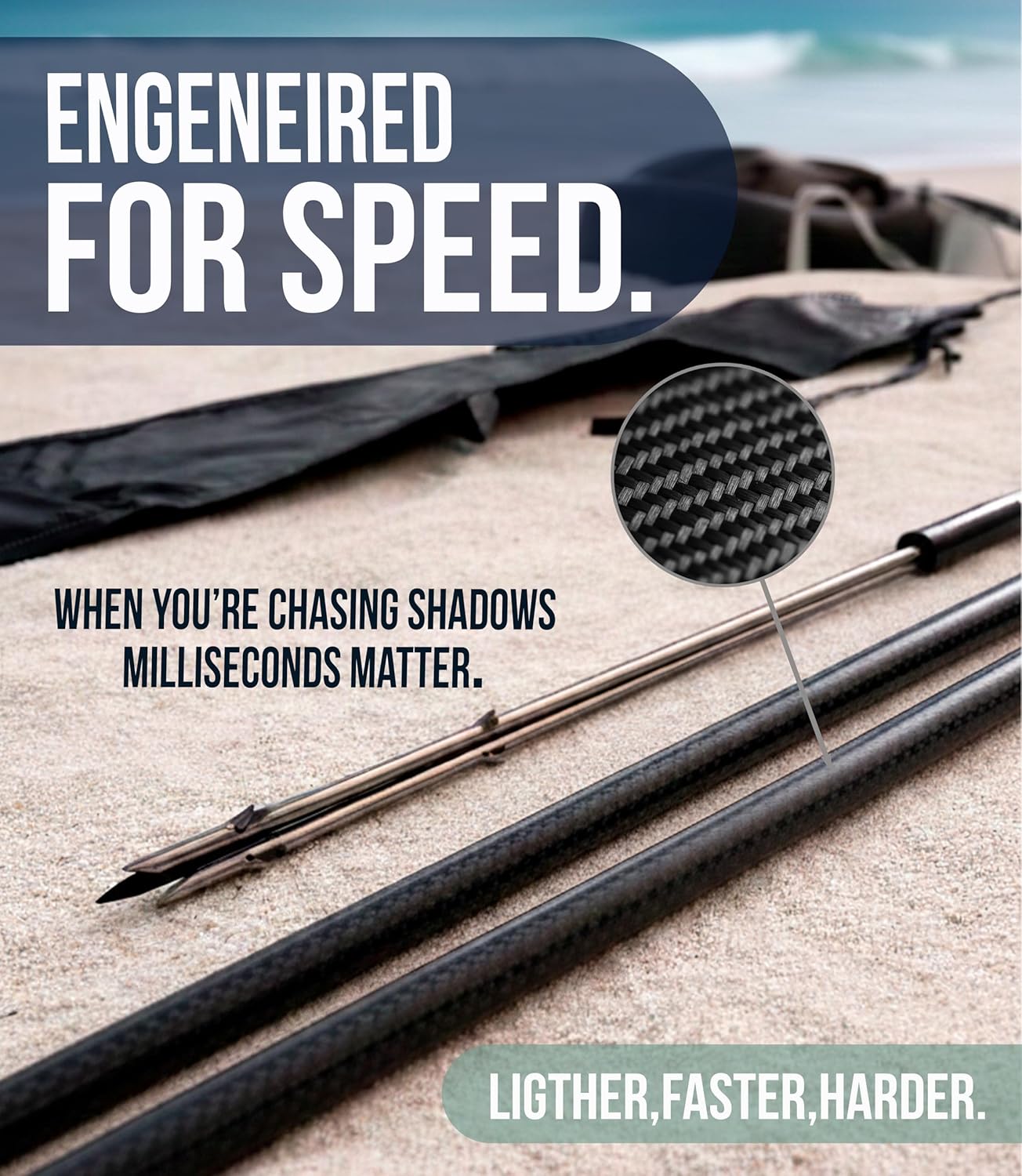 Elluk'ar Sportive Sea Pole Spear Kit 7ft Carbon Fiber Fishing Spear for Spearfishing Modular Hawaiian Sling Equipment with 3 Prong Tip Slip Tip Travel Bag - Image 3