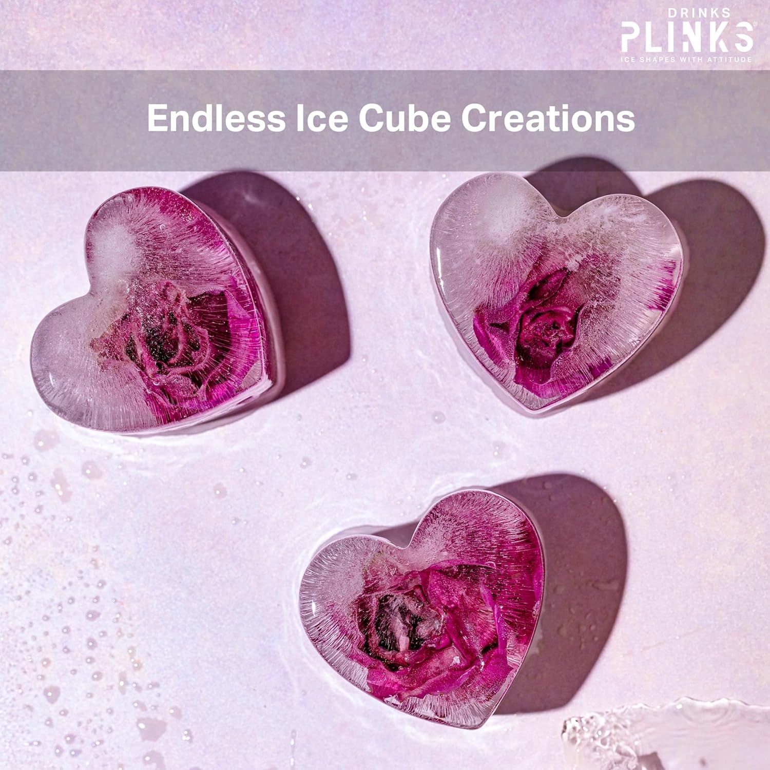 DRINKSPLINKS Large Silicone Heart Ice Cube Tray for Freezing and Baking. Great for Valentine's Day Drinks.