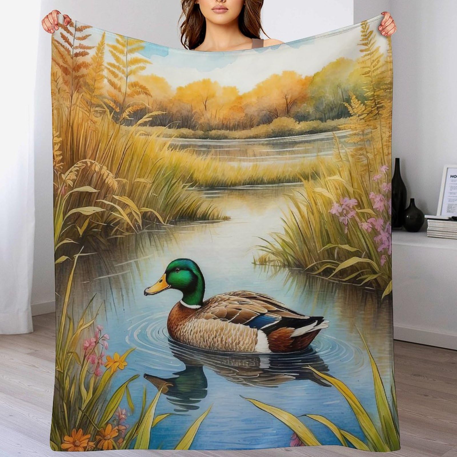 Couverture en flanelle douce et respirante, jeté de lit Canard Polaire