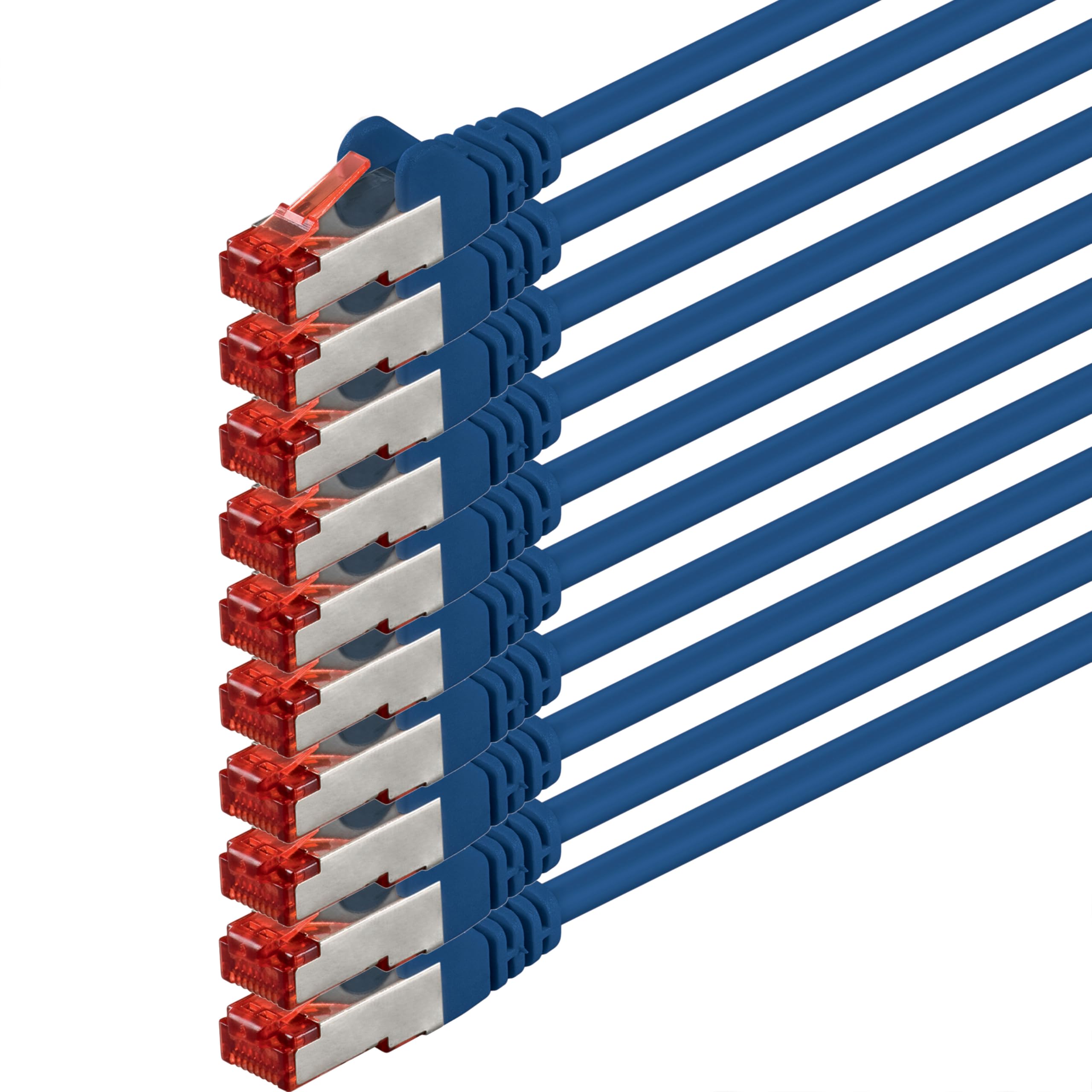 1aTTack.de 10x 7.5m Cat6 Cat.6 Ethernet-Kabel Cat 6 Netzwerk-Kabel Patch-Kabel RJ45 SFTP - Blau