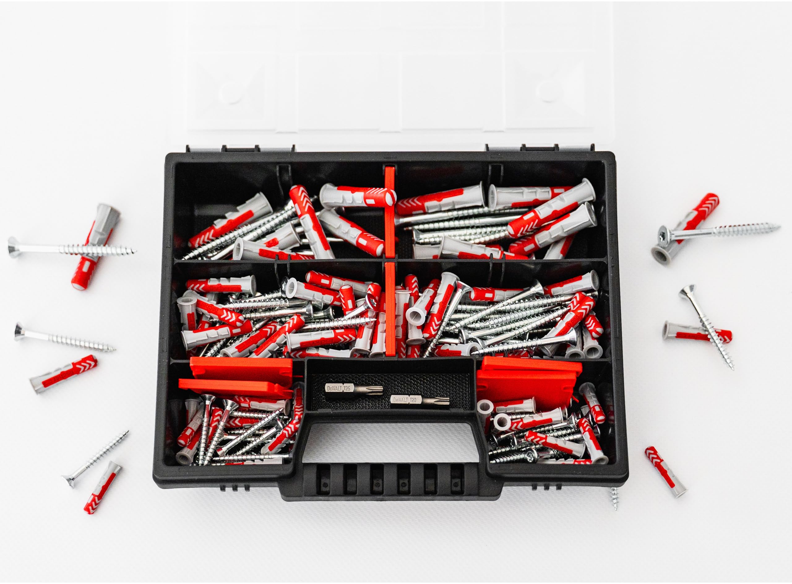 Fischer DuoPower Set de chevilles + vis avec embouts, assortiment de 162 pièces Chevilles de différentes tailles – 25 pièces 5 x 25 mm + 40 pièces 6 x 30 mm + 15 pièces 8 x 40 mm + vis chevilles
