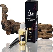 ARWA essential Reed Diffuser Oil Refill Pack | 100ml Agar-Wood (Oud) Aroma Oil +8N Black Sticks | Aromatherapy Fragrance Oil | Perfect for Office/Hotel/Spa/Home Fragrance | Fits All Aroma Diffusers