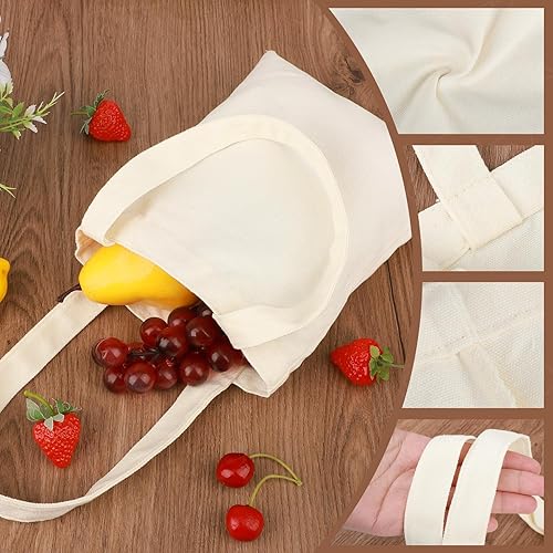 Miniatura 4 de 12 bolsas de lona a granel, bolsas de lona pequeñas de 9.8 x 7.9 pulgadas con asas, bolsas de lona reutilizables, bolsas de algodón en blanco, bolsa