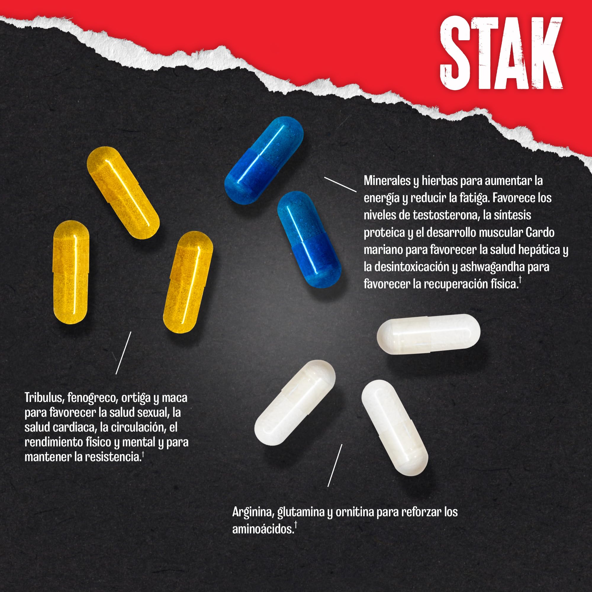 ANIMAL Stak - potenciador de testosterona y suplemento para desarrollo muscular, fuerza y rendimiento - Cápsulas con aminoácidos, vitaminas y minerales - 21 paquetes