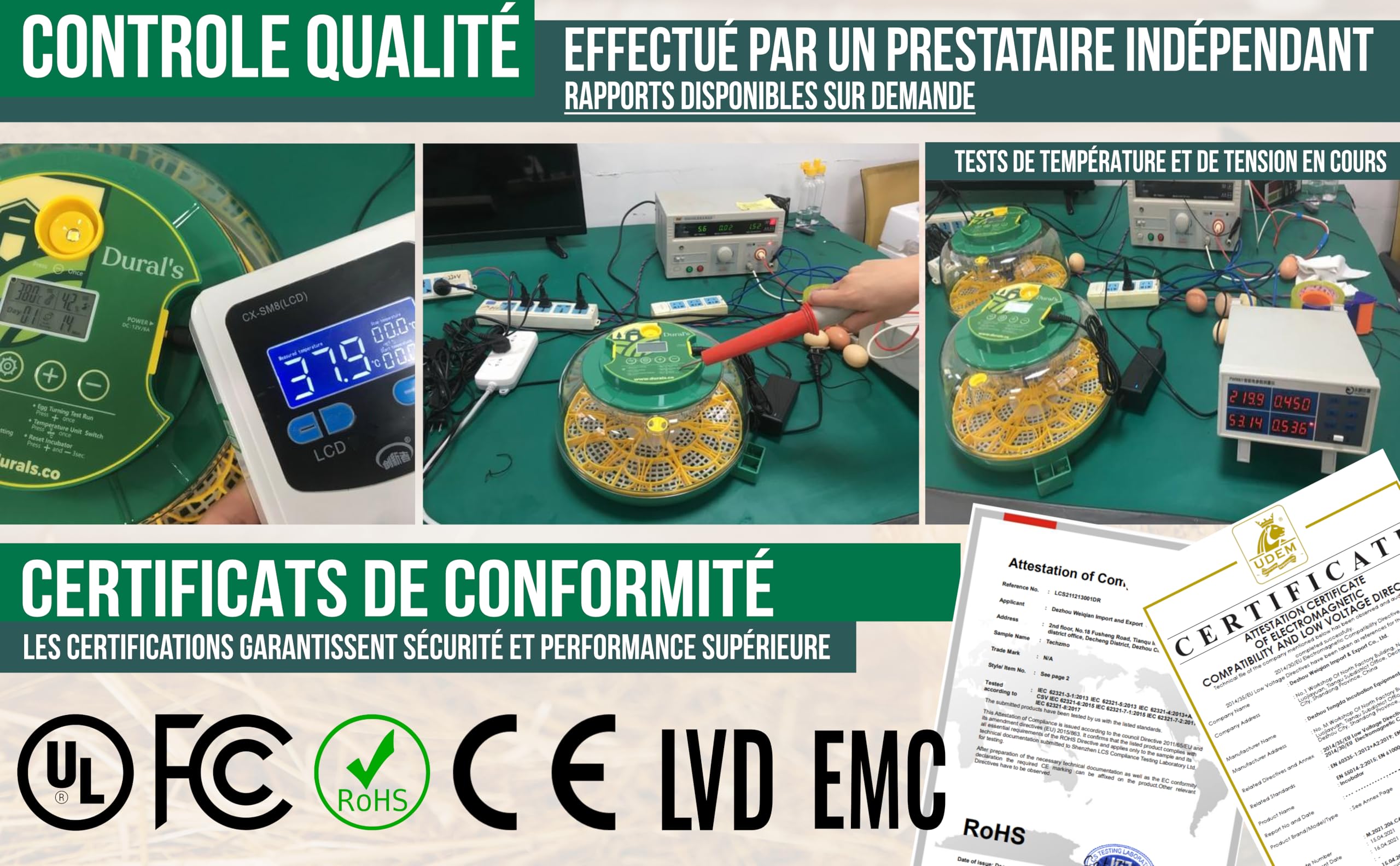 Dural's DX5® | Couveuse œuf automatique | Professionnel & Haute Précison | Certifiée CE | Contrôle de la Température & Humidité | Oeufs de Poule, Caille, Canard | Retournement Œuf automatique (DX5)