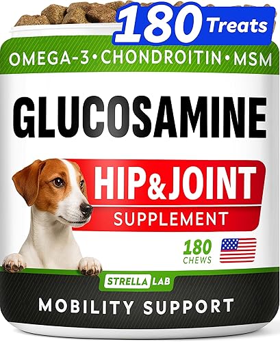 Miniatura 7 de Golosinas de glucosamina para perros, suplemento para articulaciones con aceite de pescado omega-3, condroitina, MSM, masticables de movilidad