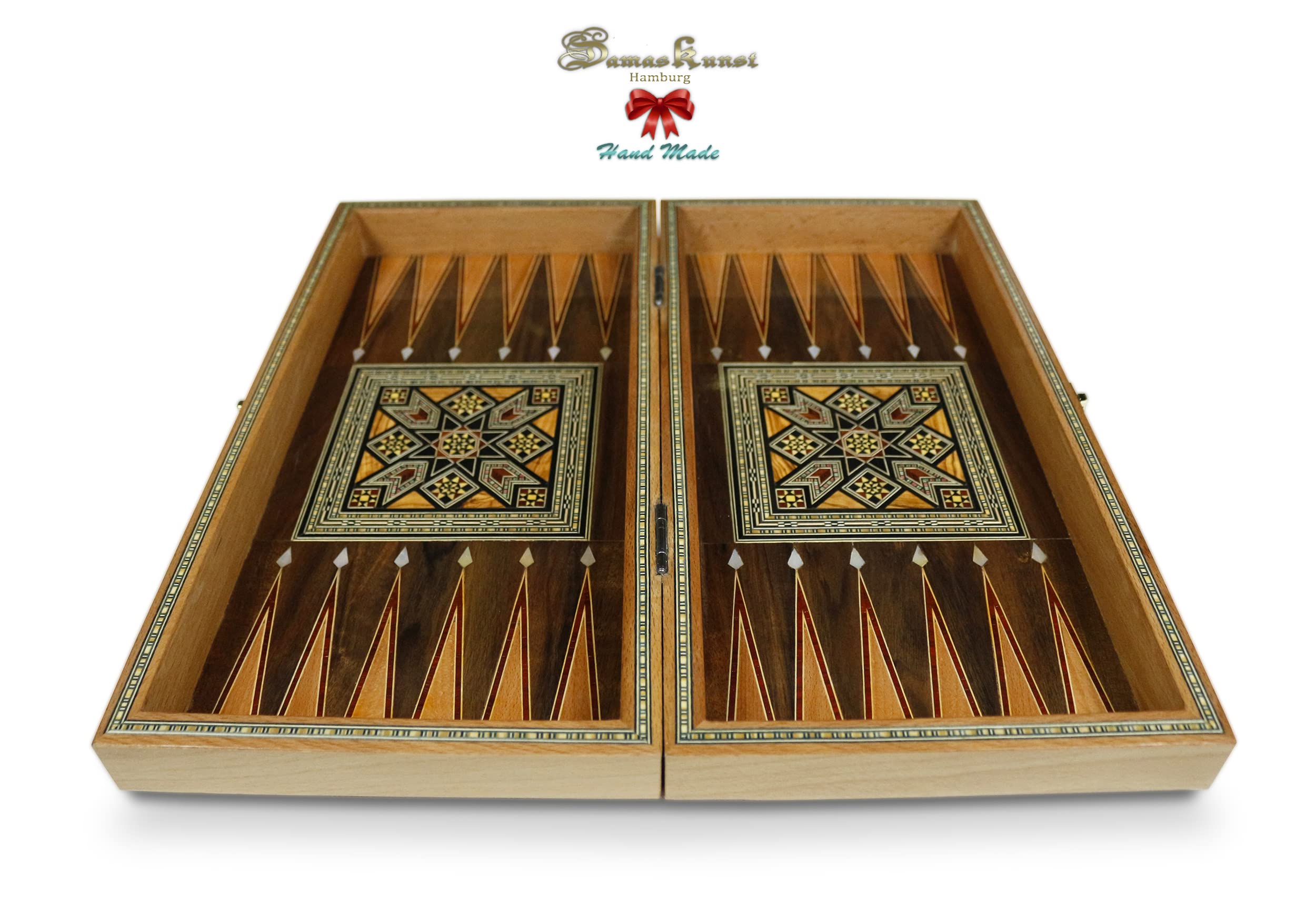 Elessar 40 x 40 cm in legno Tavla/scacchi DAMA BK 414 con 30 pietre in legno, 50 x 50 cm