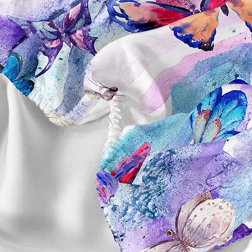 Miniatura 4 de AILONEN Sábana bajera de mariposa, sábanas de mariposa para niños, niñas y adolescentes, juego de sábanas con estampado de mariposas azules y