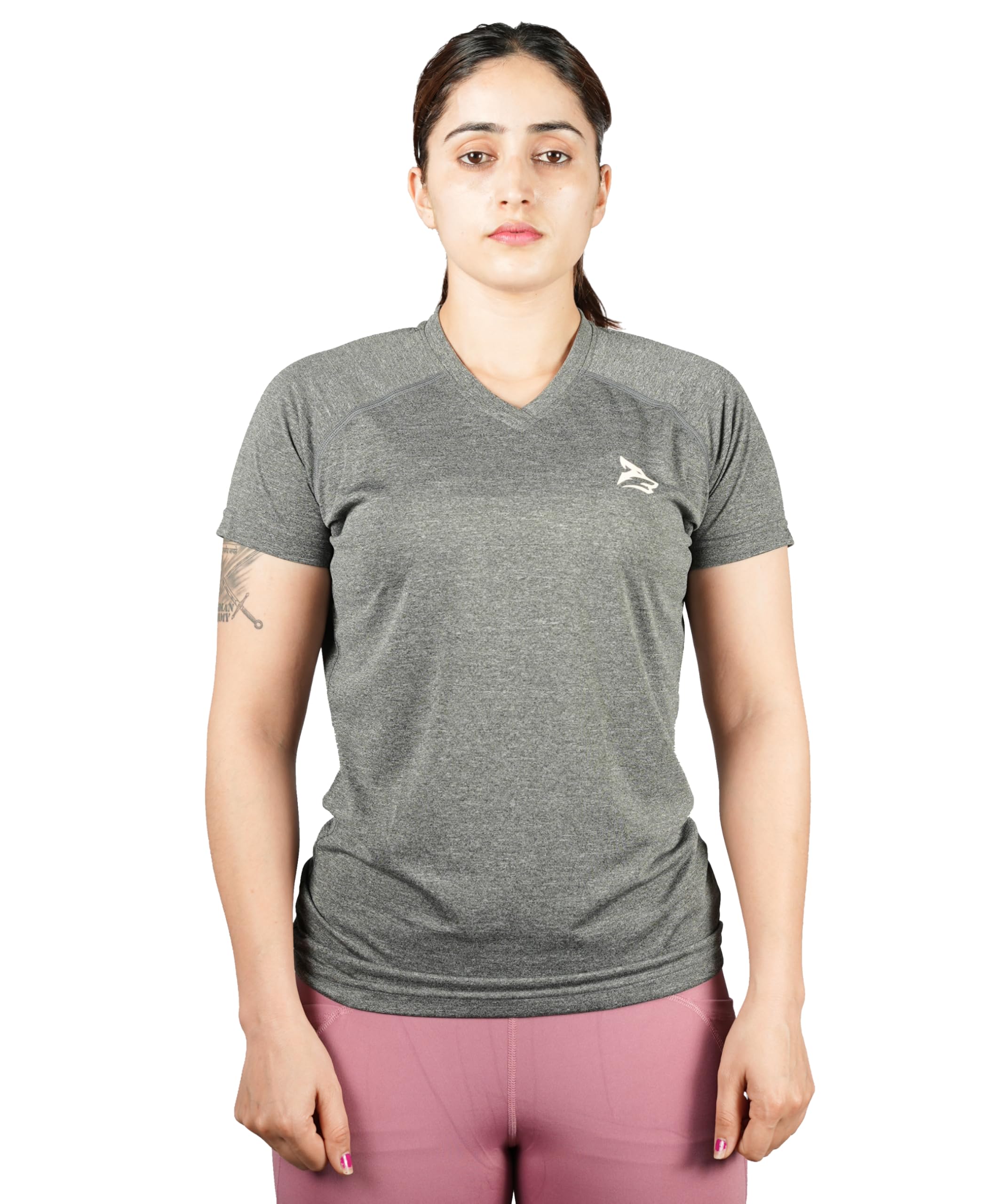 Gym Hound Women’s Polyester Dry Fit Gym T-Shirt – Quick-Dry, Breathable Half Sleeve Sports Top, Regular Fit, V-Neck, Ideal for Running, Workout & Fitness-image-24