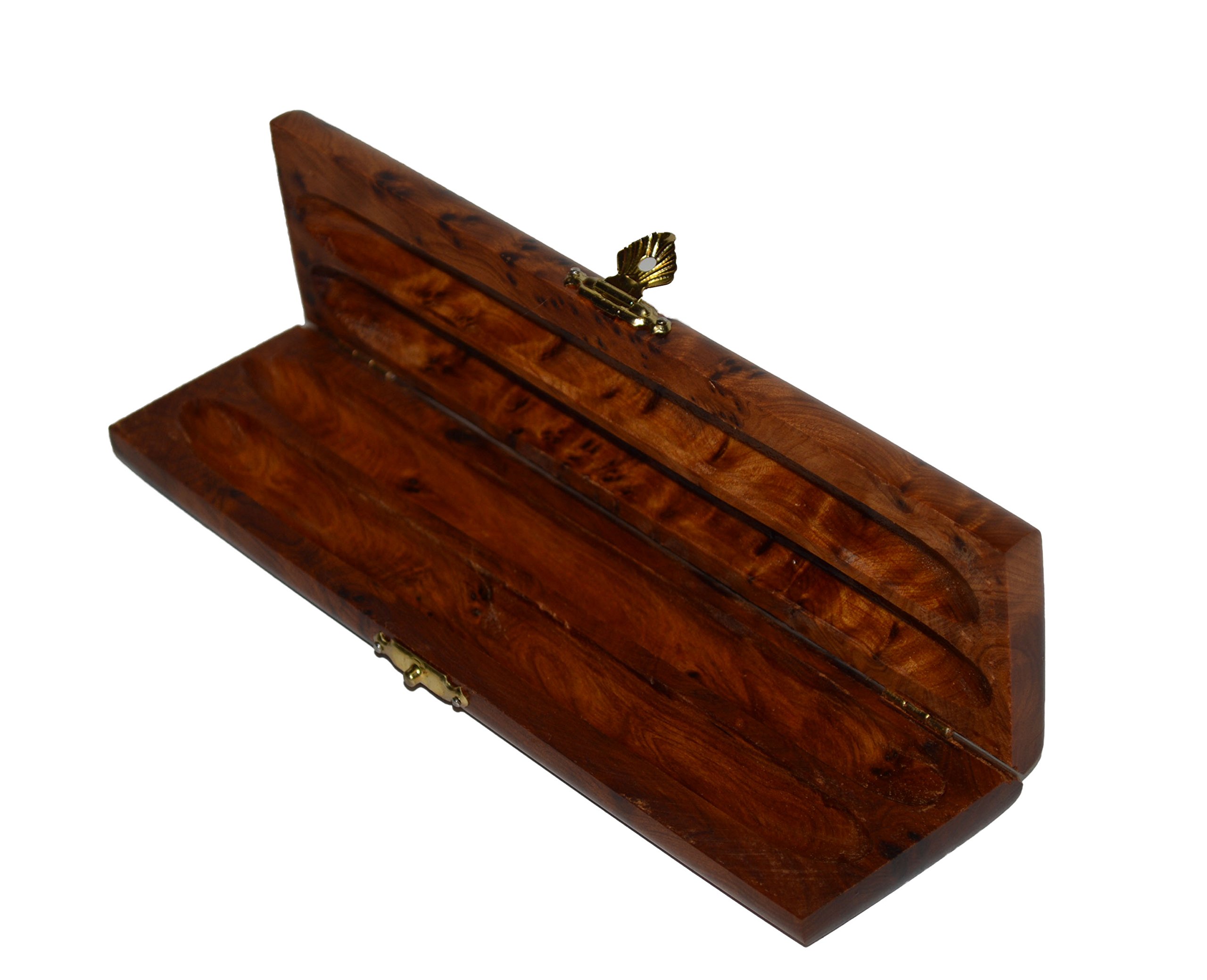 Treasures Of Morocco Thuya Wood Moroccan Handcrafted Double Double Pen Box With Closure