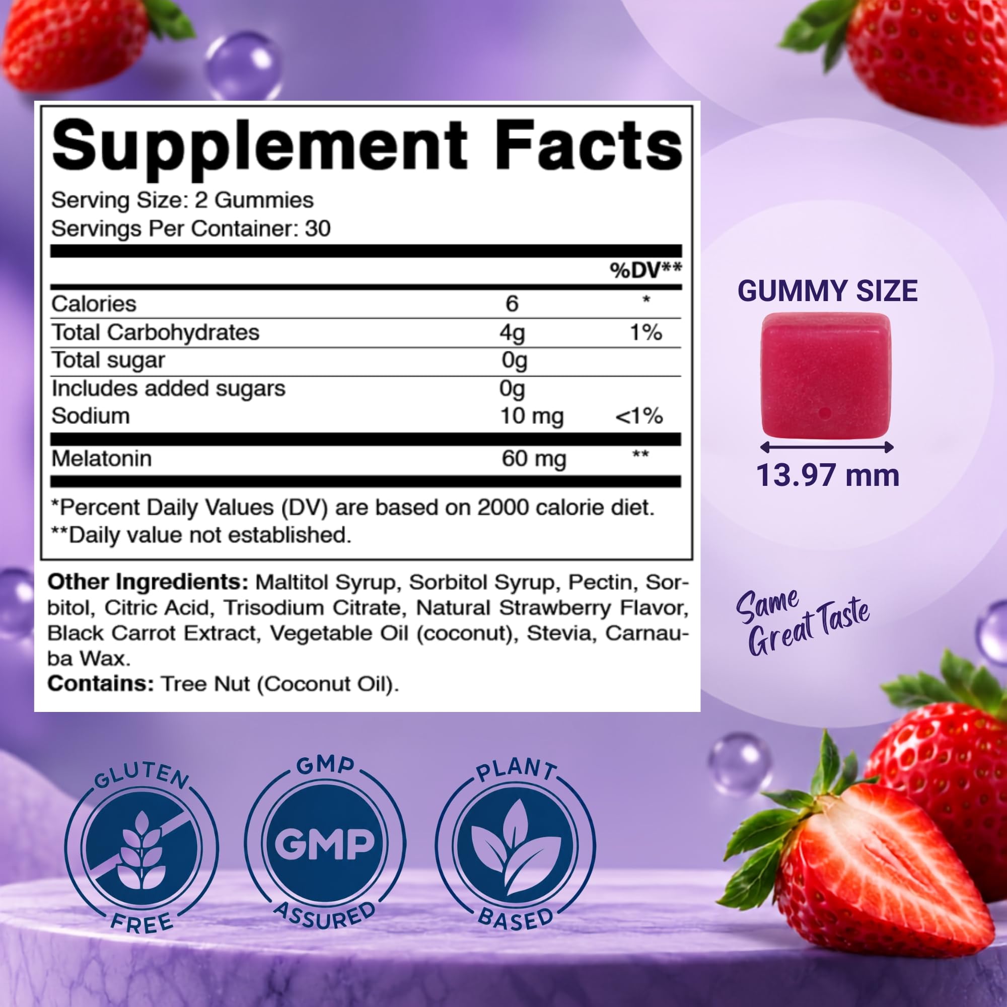 Vitamatic Sugar Free Melatonin 60 mg Per Serving - 60 Gummies, Gluten Free — Amazon image 2