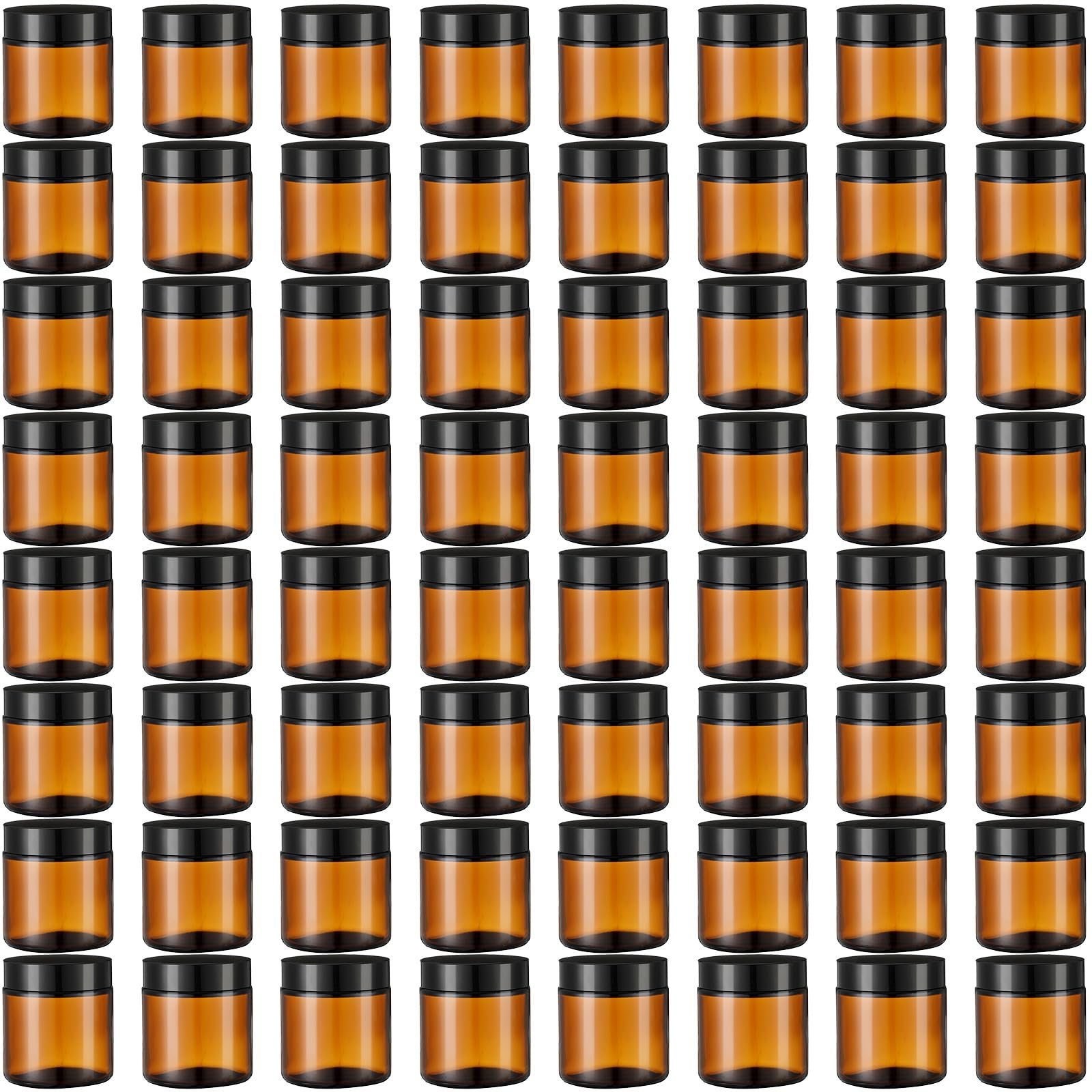 48 Pcs 4 oz Glass Jars with Lids, Clear Candle Jars with Black Lids Round Empty Candles Container Tins Candle Making Storing Lotions Spice Powder Liquid Sample Makeup (Amber)