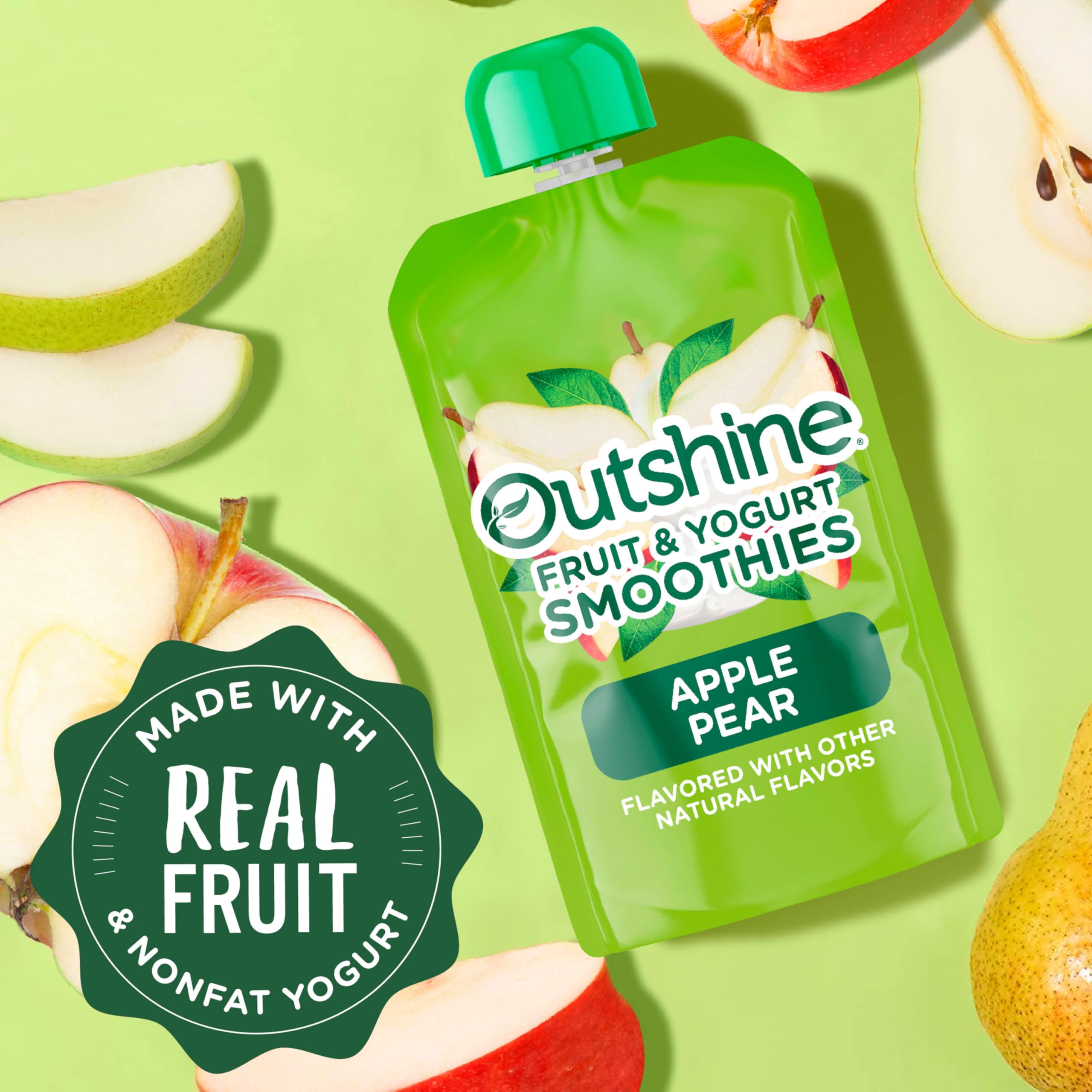 Outshine Fruit & Yogurt Smoothie Apple Pear, Smoothie Pouch, On The Go Snack, 4Pk 14 oz