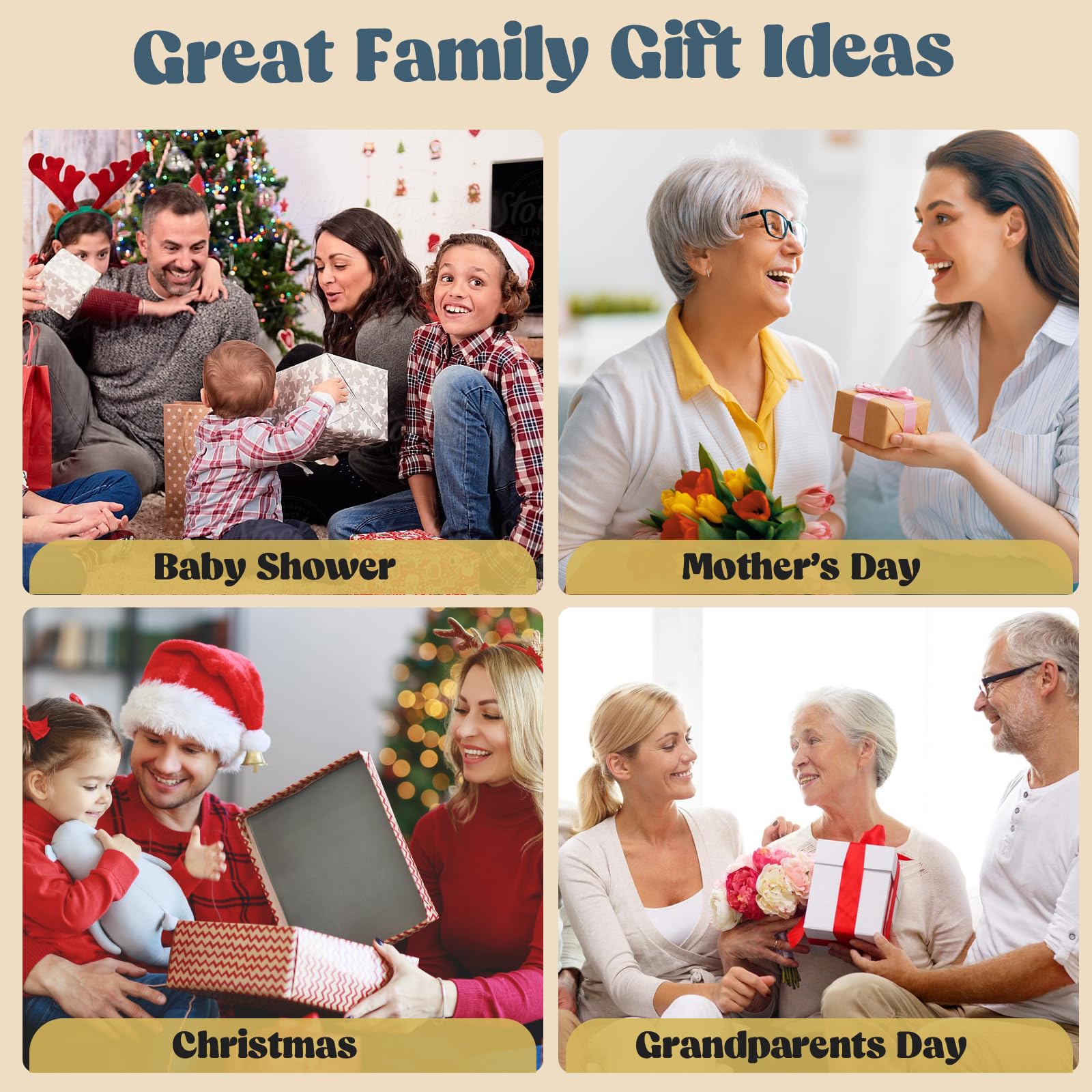 Bixinyo Kit de huellas de manos familiares – Kit de huellas y manos de bebé, regalos para nuevos padres, ideas de regalos familiares, marco de madera de recuerdo de recién nacido, regalos de baby