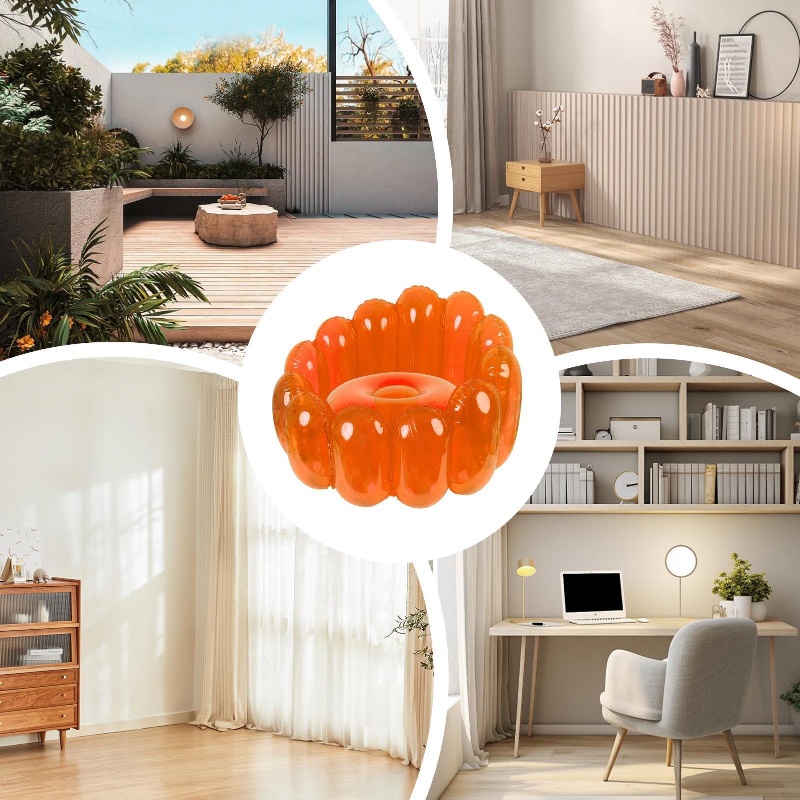 Sedia soffiata, sedia soffiabile trasparente, sedia da esterno soffiabile | in gelatina, carico massimo 250 libbre, sedia da salotto, mobili esplosivi per piscina, dormitorio, giardino
