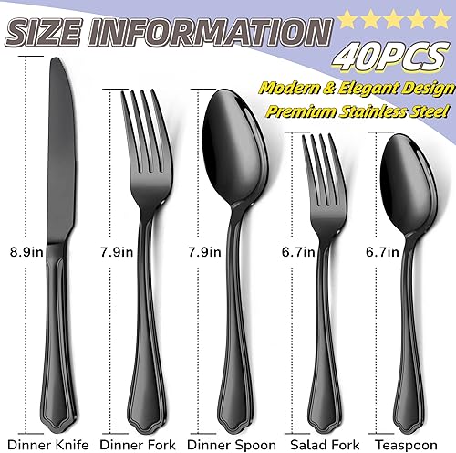 Miniatura 9 de Herogo Juego de cubiertos de acero inoxidable 1810, 60 piezas de cubiertos elegantes para 12, utensilios de cocina modernos para el hogar,