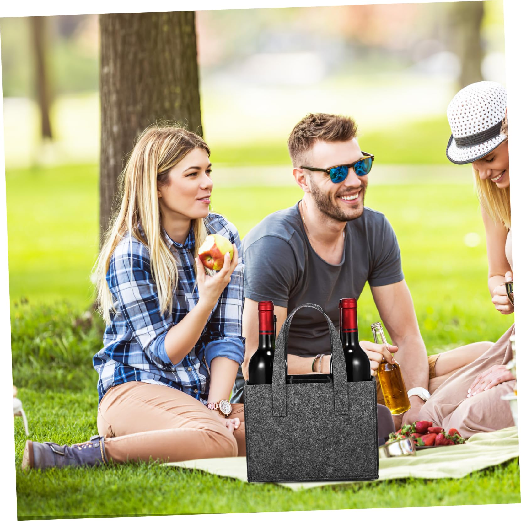 ORFOFE 4 Stück Filz Flaschentasche für Flaschen Wiederverwendbare Weinhandtasche mit Stabilen für Reisen Camping und