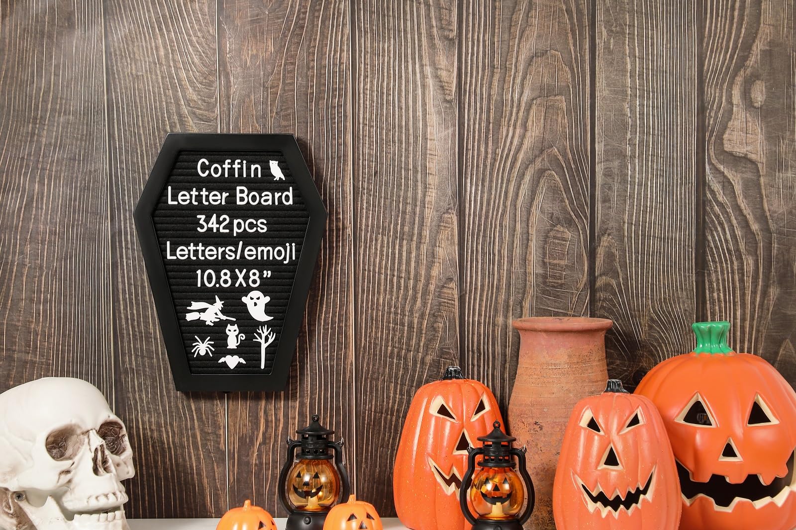 G GAMIT Coffin Felt Letter Board with 342 Changeable Letters&Numbers, 10.8x8 Spooky Letterboard Gothic Message Board Letter Sign Board with Stand and Canvas bag for Halloween Party Christmas - Image 4