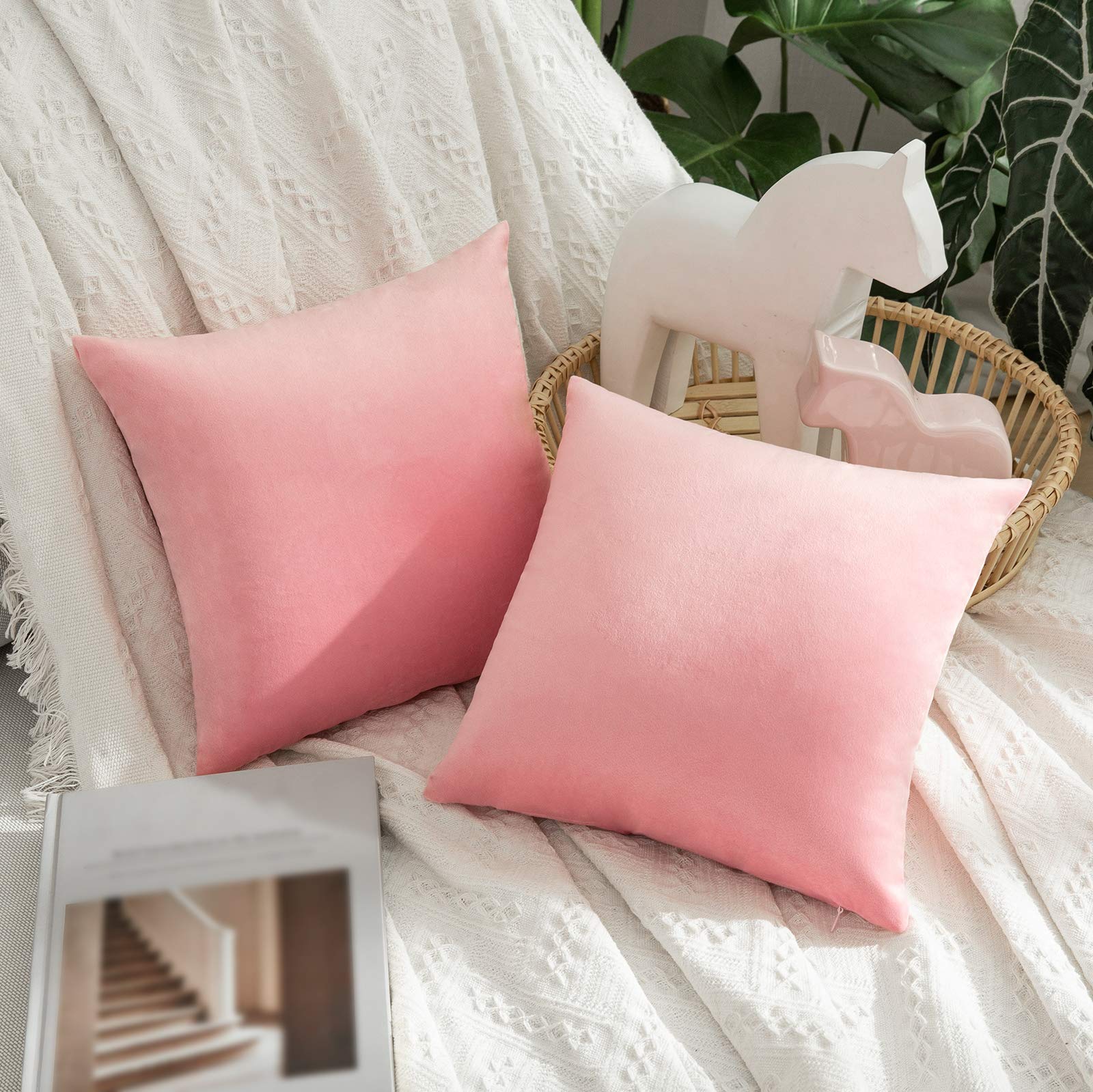 MIULEE Pack of 2 Velvet Pillow Covers Decorative Square Pillowcase Soft Solid Cushion Case for Spring Sofa Bedroom Car 14x14 Inch Bright Pink (B08XN8SWMJ) Amazon Price History, Amazon Price Tracker