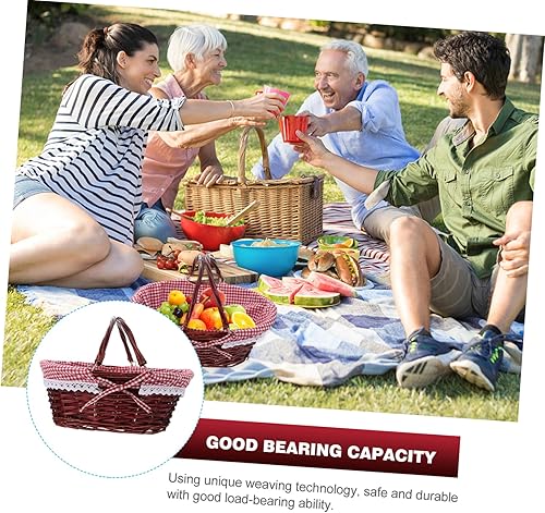 Miniatura 2 de Sosoport 1pc Woven Basket Creative Fruit Basket Willow Picnic Basket Easter Egg Basket Seagrass Basket Handle Picnic Basket Woven Easter Basket with