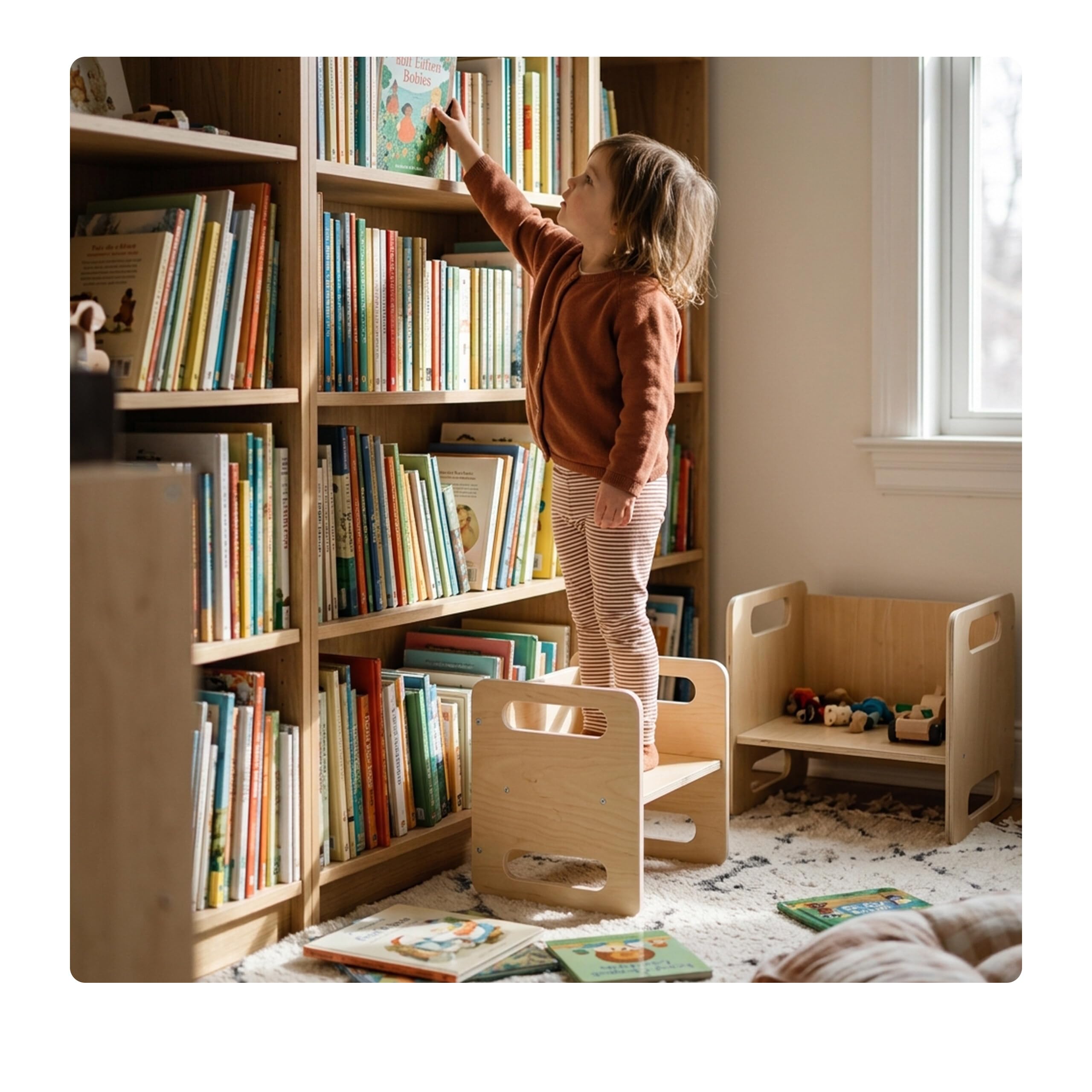 Relaxdays Ensemble 2 pièces pour Enfants, Table et Tabouret en Bois, Style Montessori, Chambre, Naturel