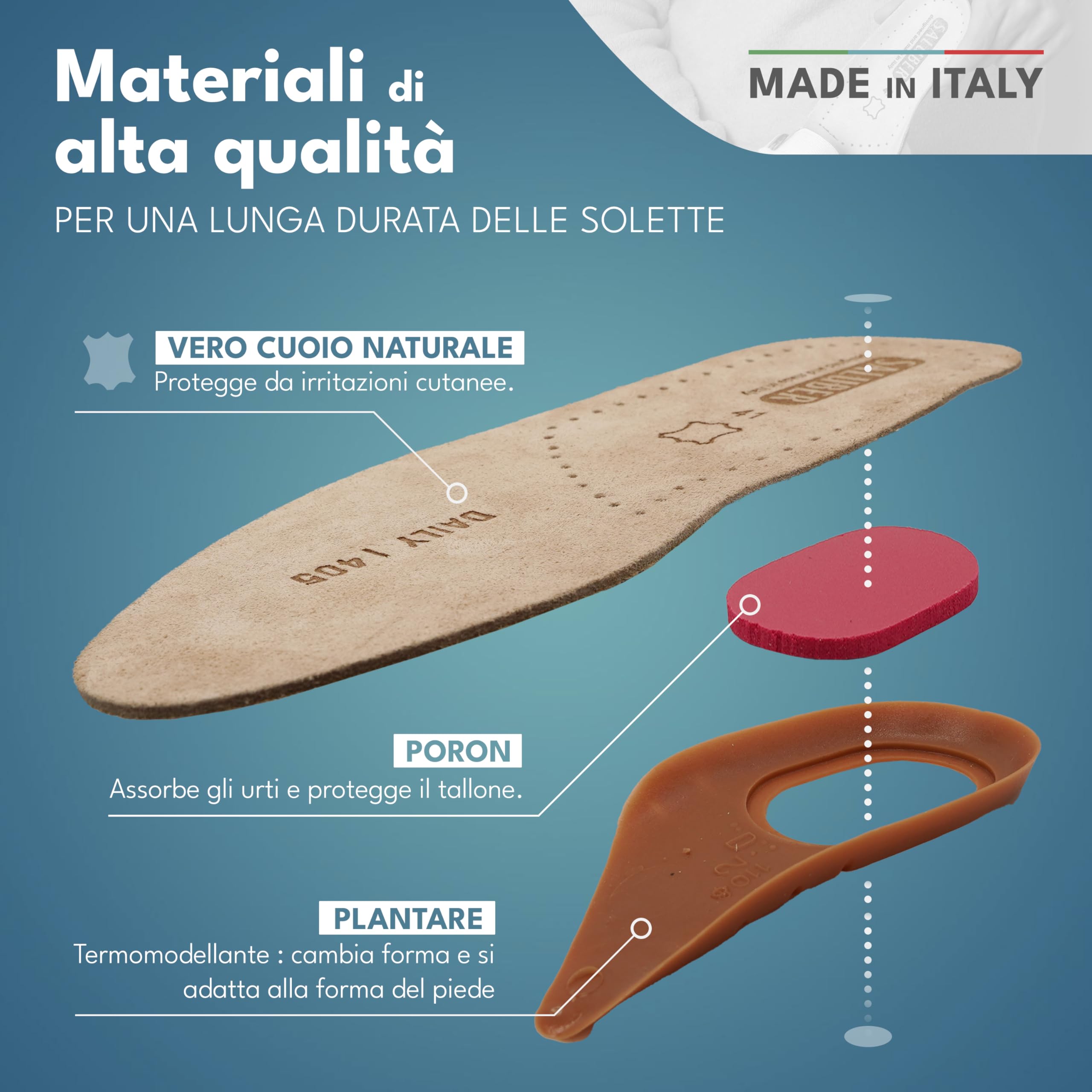 Solette Saluber Style Daily 405, ortopediche, Tecnologia Poron+ Ammortizzante, Solette Scarpe ad Azione Traspirante Antiodore, Uomo e Donna, Assorbono Shock (42)