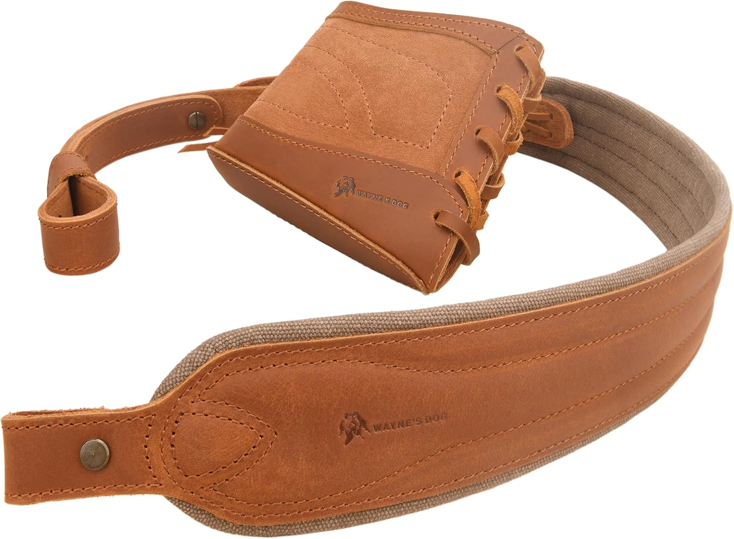 WAYNE'S DOG Slip On Recoil Pad with Sling, Leather Canvas Buttstock Extension Recoil Reduction Pad with Straps