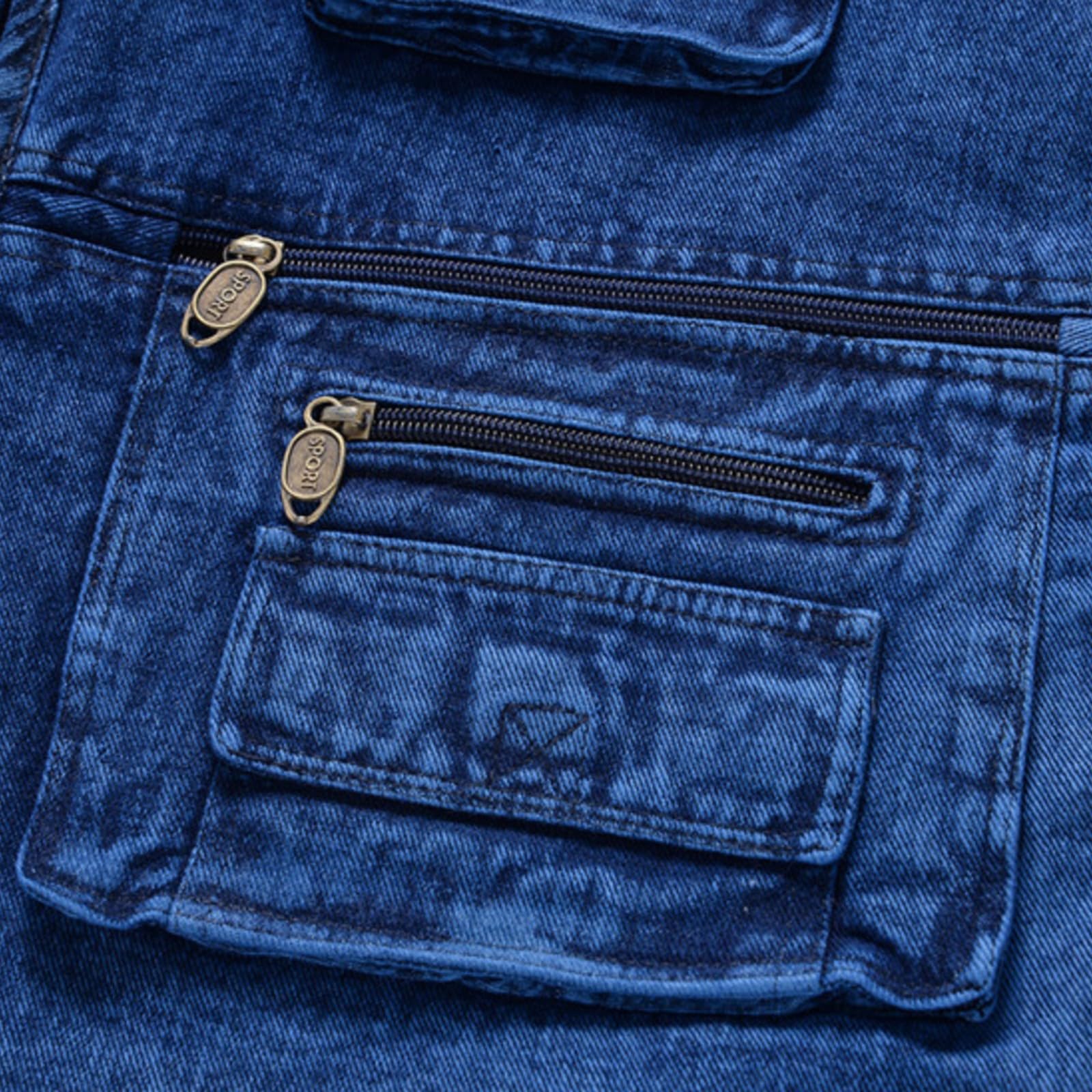 Chaleco para hombre con muchos bolsillos vaqueros, chaleco vaquero para hombre, motorista, tallas grandes, chaleco de trabajo, cuello en V, chaleco para exteriores, con tira de botones, sin mangas