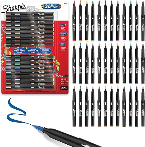 Miniatura 11 de Sharpie - marcadores creativos, paquete variado, marcadores de pintura acrílica a base de agua, punta fina, surtidos, 24 unidades