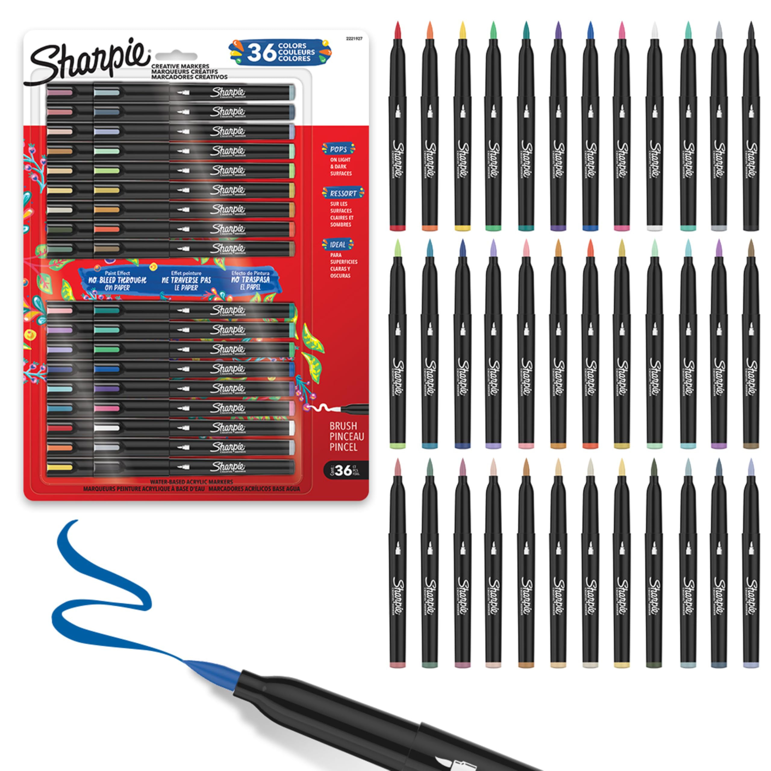 Creative Markers Variety Pack, Water-Based Acrylic Paint Markers, Brush Tip, Assorted, 36 Count