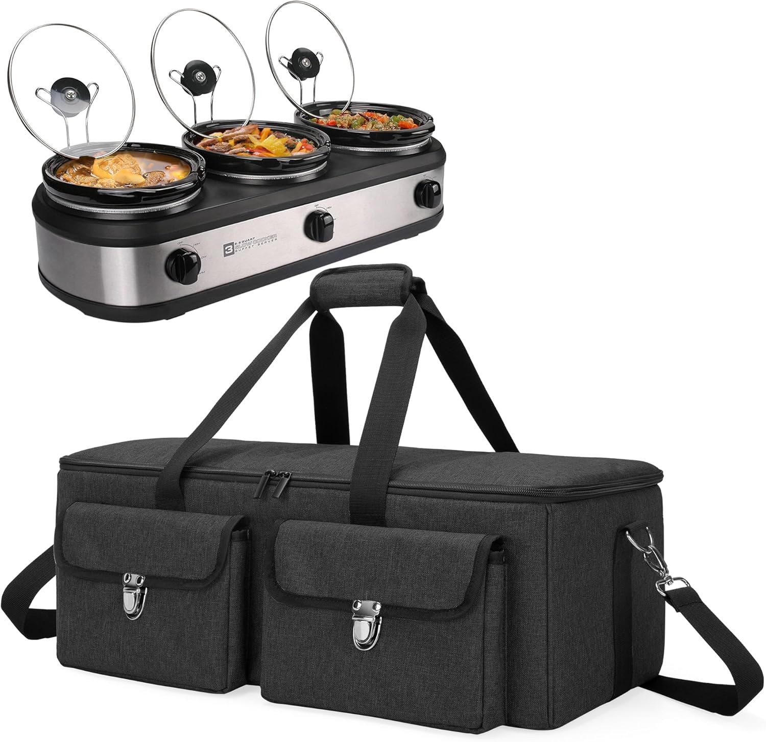 YARWO Double/Triple Slow Cooker Travel Bag (23.4L x 9.2W x