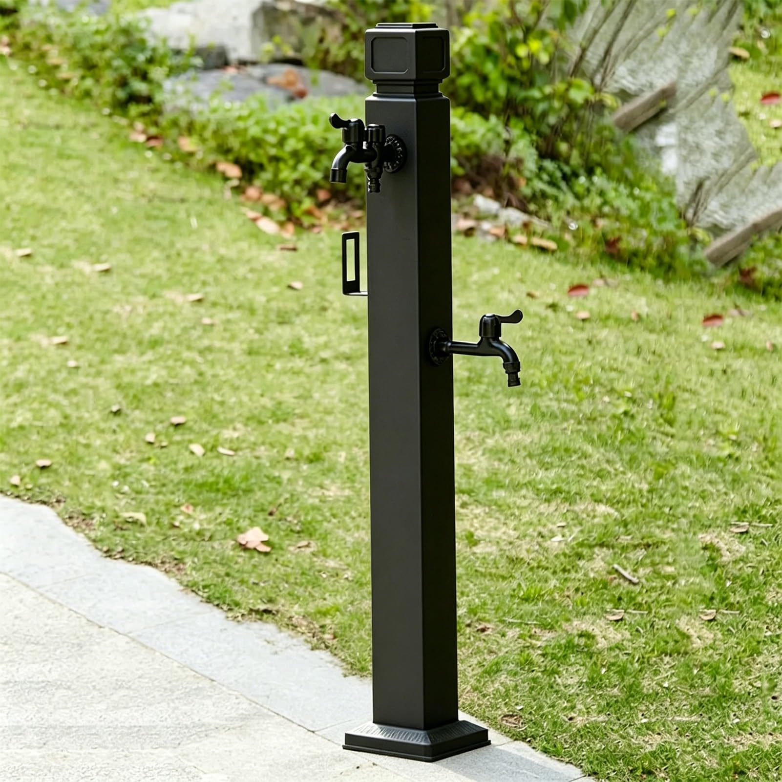 Outdoor Freestanding Garden Water Tap, 304 Stainless Steel Faucet Column with Handheld Spray Gun, Vertical Yard Hydrant for Irrigation and Cleaning(C,Height: 60cm/23.6in)