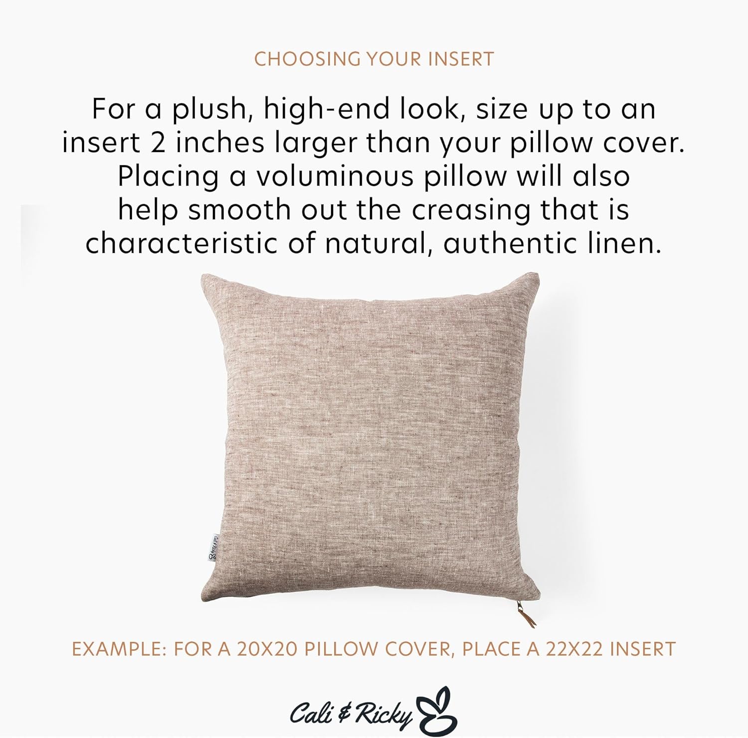 Cali and Ricky 100% Slub Linen Decorative Throw Pillow Cover w/Exposed Vintage Look Metal Zipper Closure and Faux Suede Pull (Single Cover Only - Insert not Included) (Brown, 18"x18")